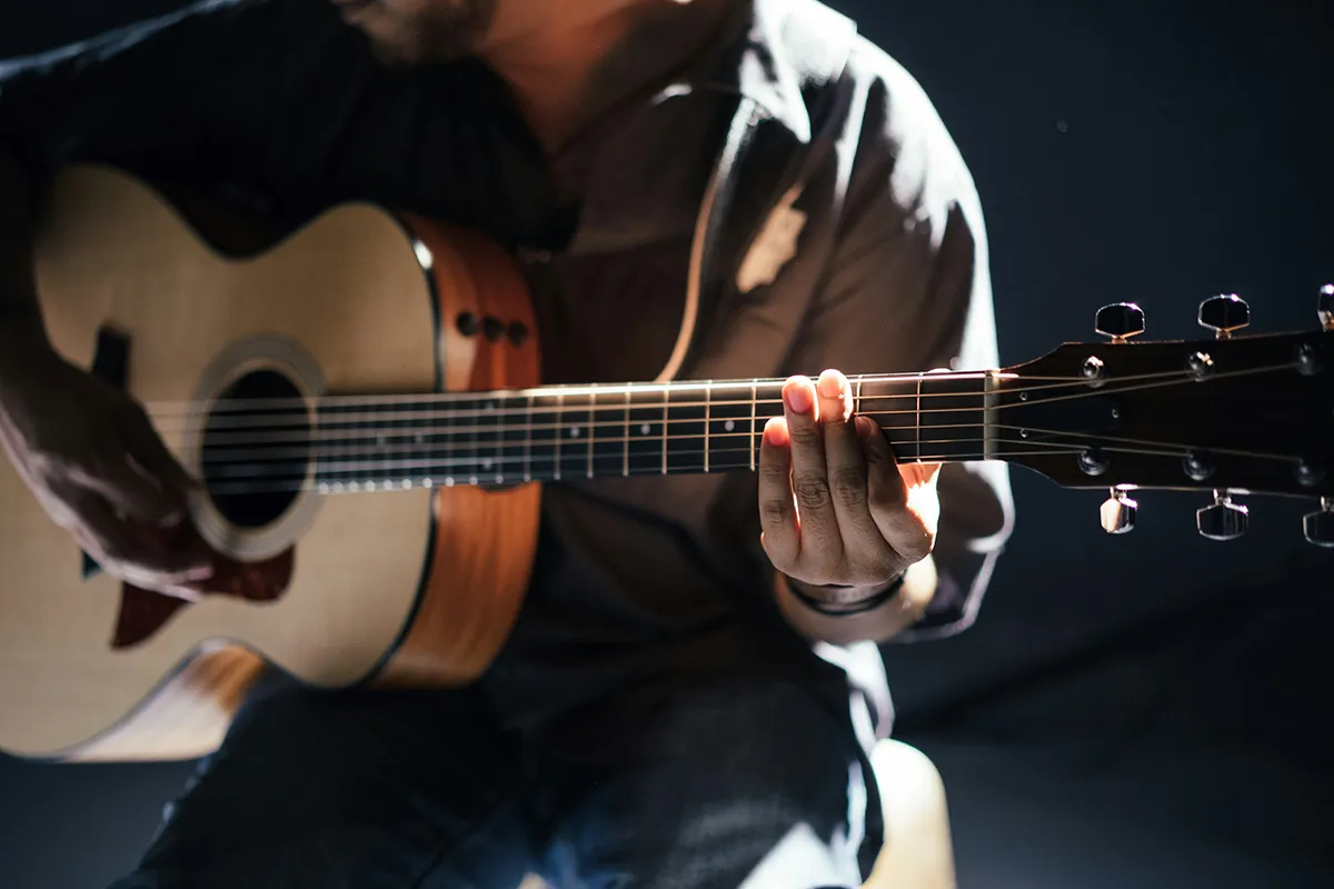 An acoustic guitar