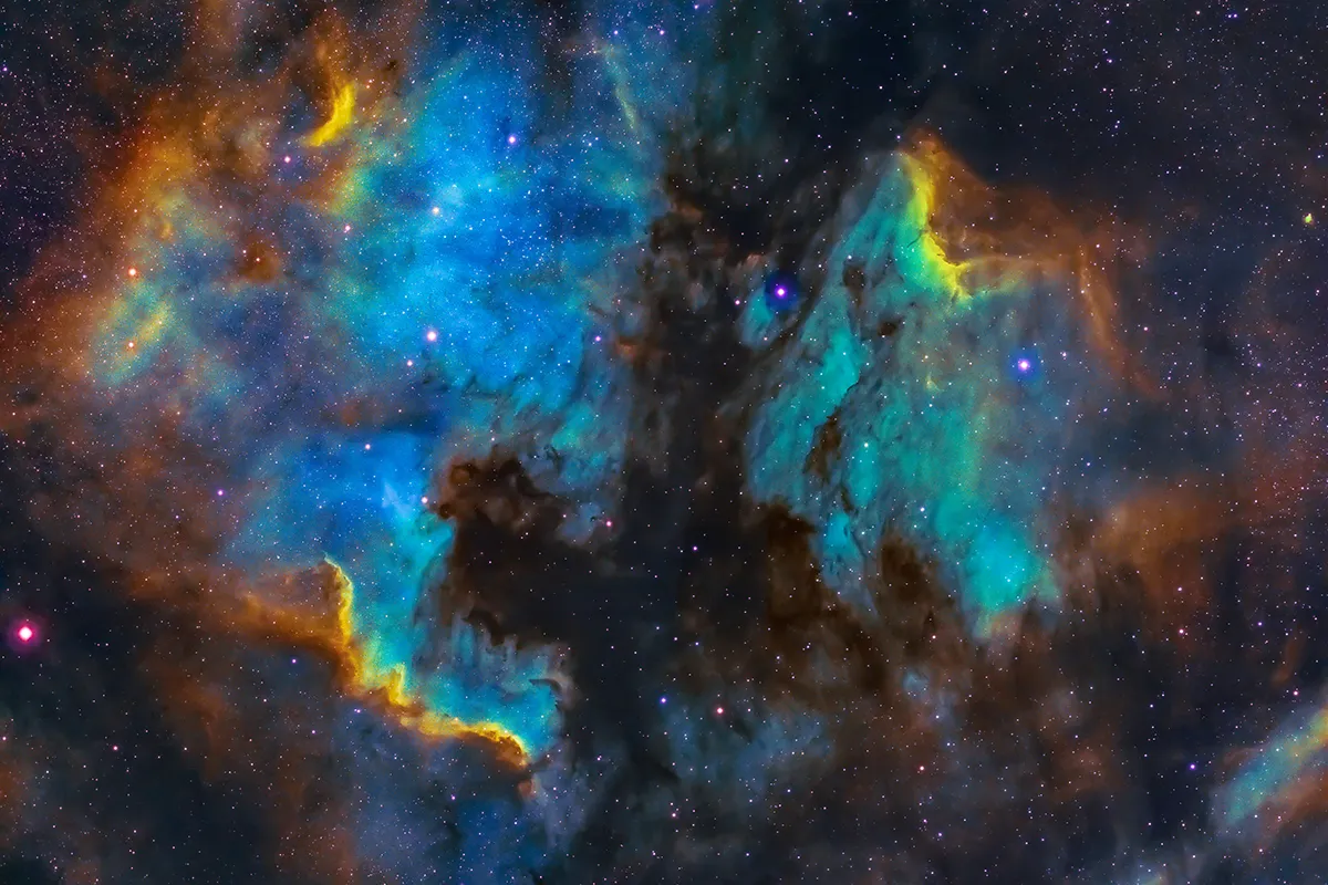A nebula and stars in a night sky